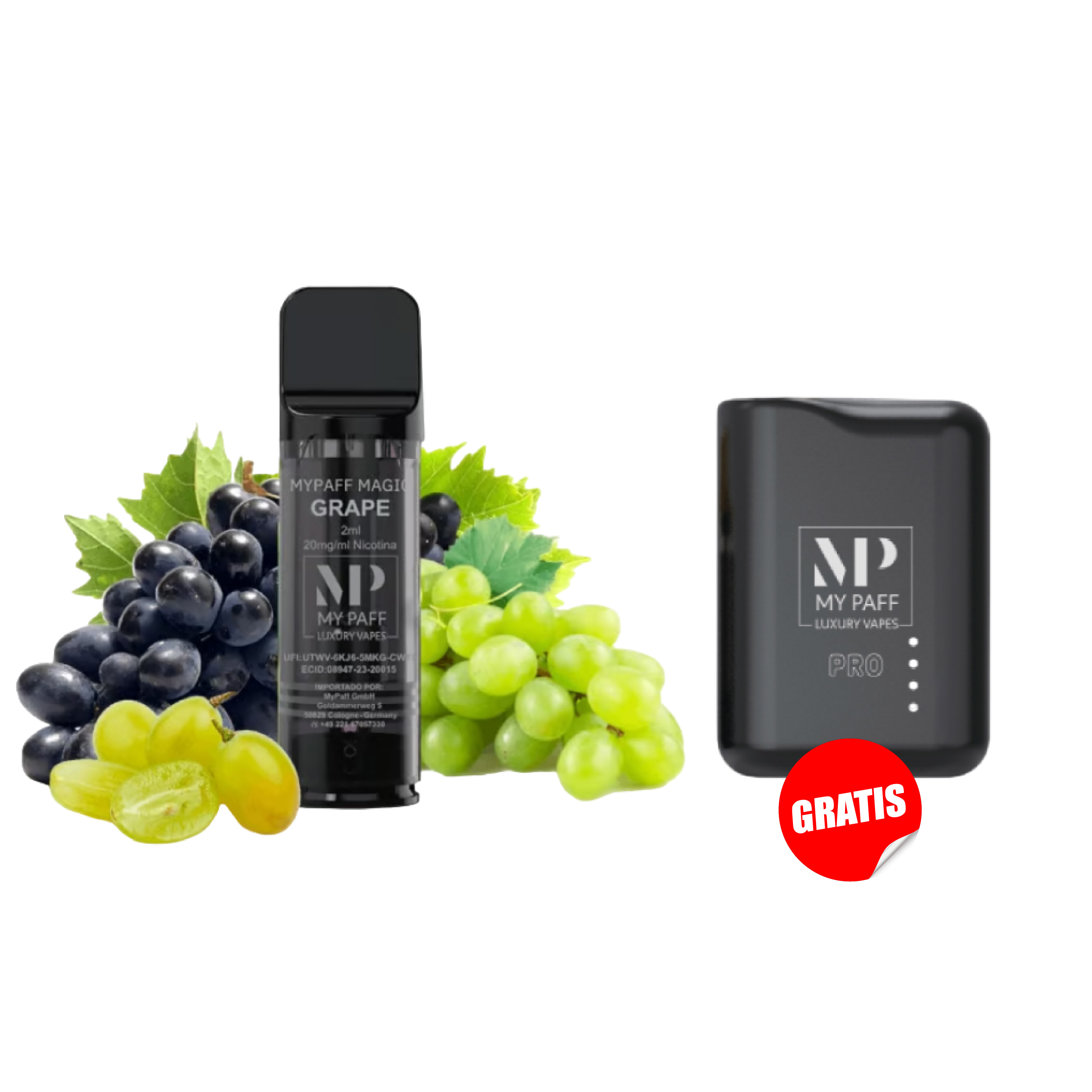 PACK MY PAFF PRO CAPSULA DESECHABLE 2ML - GRAPE x2 + BATERIA