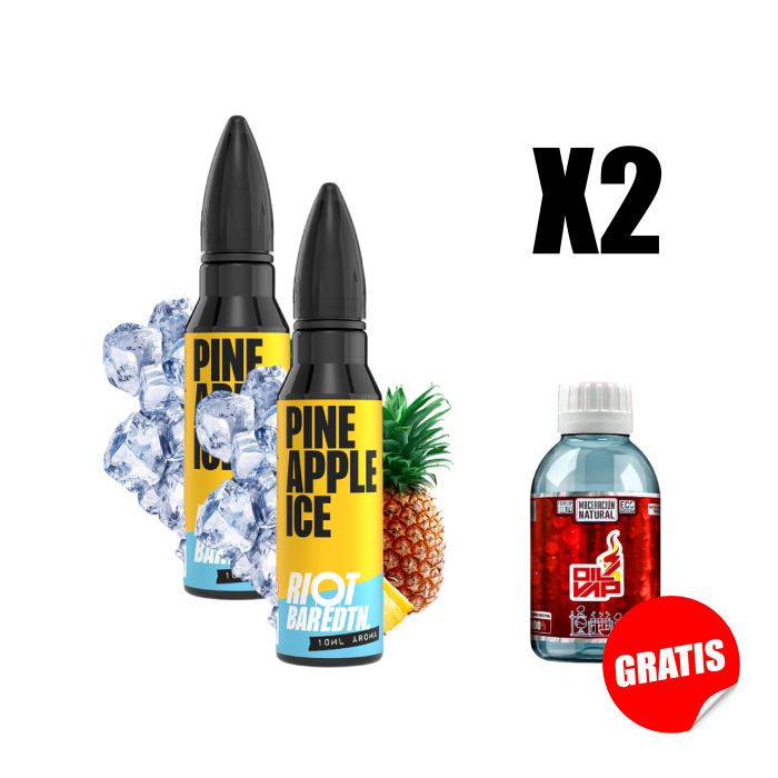 X2 LONGFILL AROMA RIOT - PINEAPPLE ICE 10ML + GLICERINA VEGETAL O4V 100ML