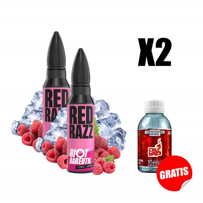 X2 LONGFILL AROMA RIOT - RED RAZZ 10ML + GLICERINA VEGETAL O4V 100ML