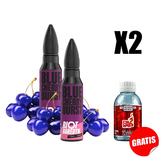 X2 LONGFILL AROMA RIOT - BLUE CHERRY BURST 10ML + GLICERINA VEGETAL O4V 100ML