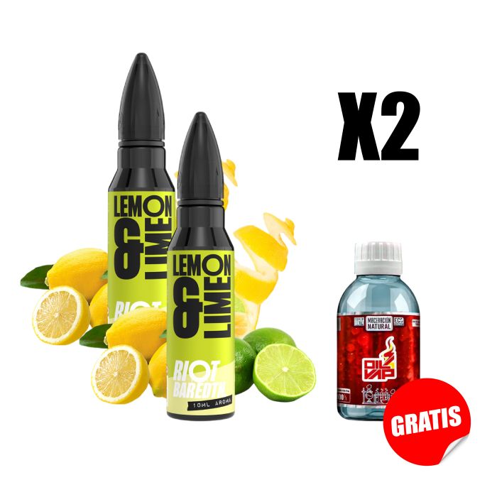 X2 LONGFILL AROMA RIOT - LEMON LIME 10ML + GLICERINA VEGETAL O4V 100ML