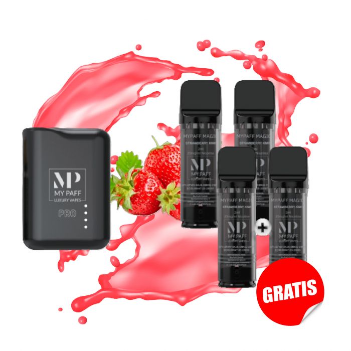 PACK MY PAFF PRO CAPSULA DESECHABLE 2ML - STRAWBERRY KIWI x4 + BATERIA