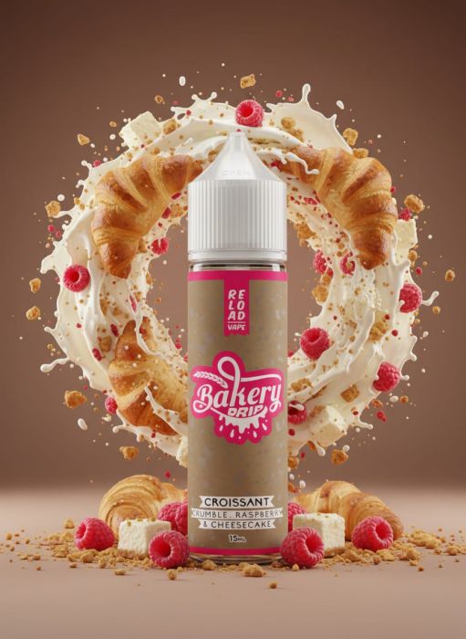 LONGFILL (AROMA) RELOAD - BAKERY DRIP - CROISSANT CRUMBLE RASPBERRY & CHEESECAKE (15/60ML)