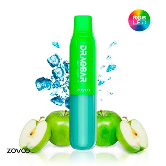 VOOPOO ZOVOO DRAGBAR 600S LED GREEN APPLE ICE ZERO 00MG